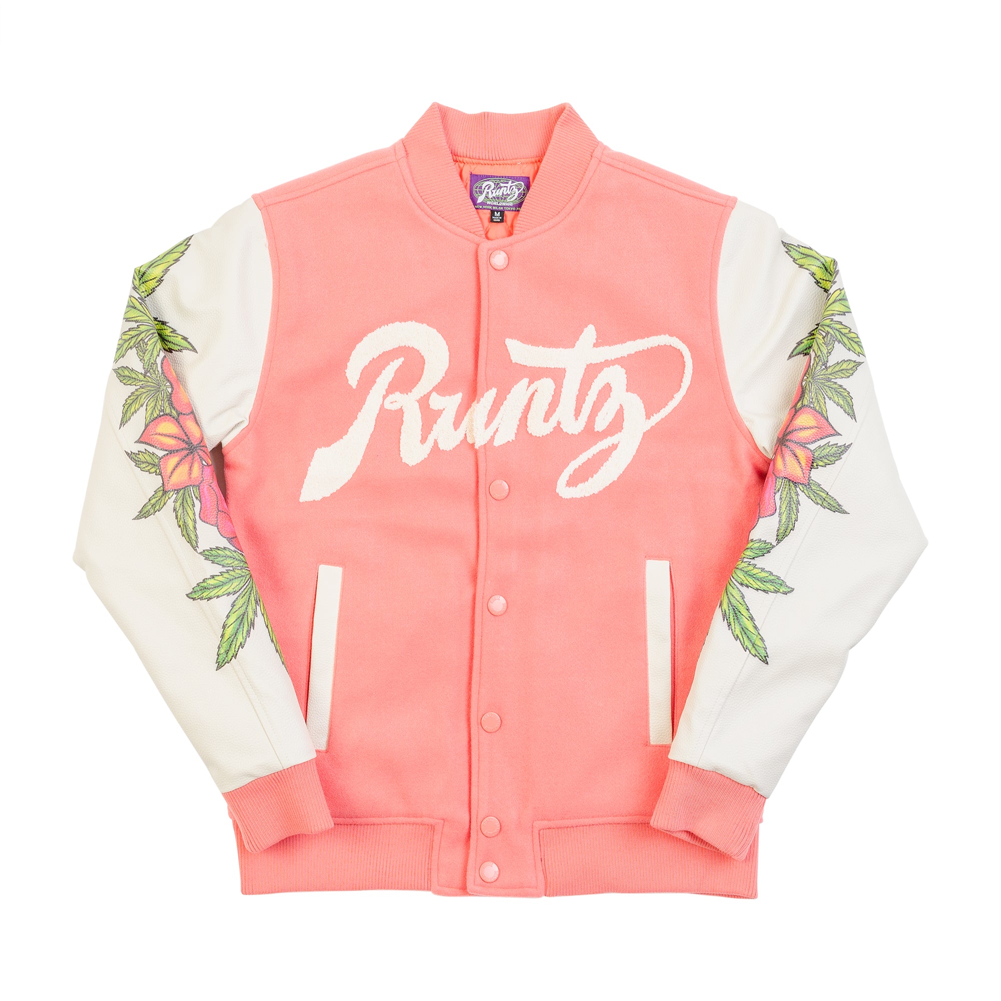 FLORAL RUNTZ VARSITY JACKET - ROSE