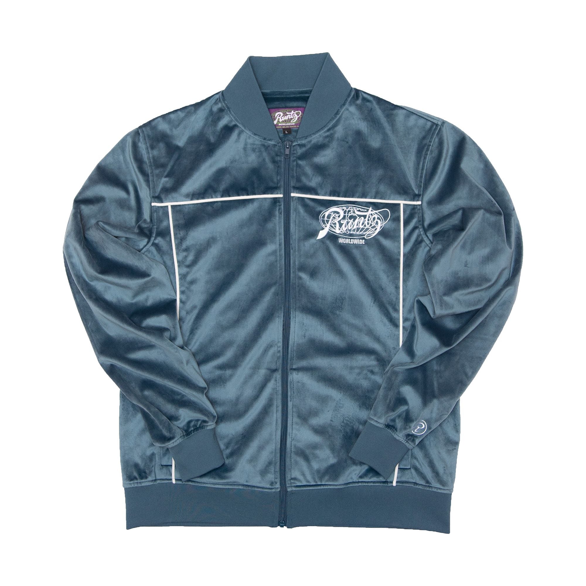 AROUND THE WORLD VELOUR JACKET - SLATE – RuntzWorldWide